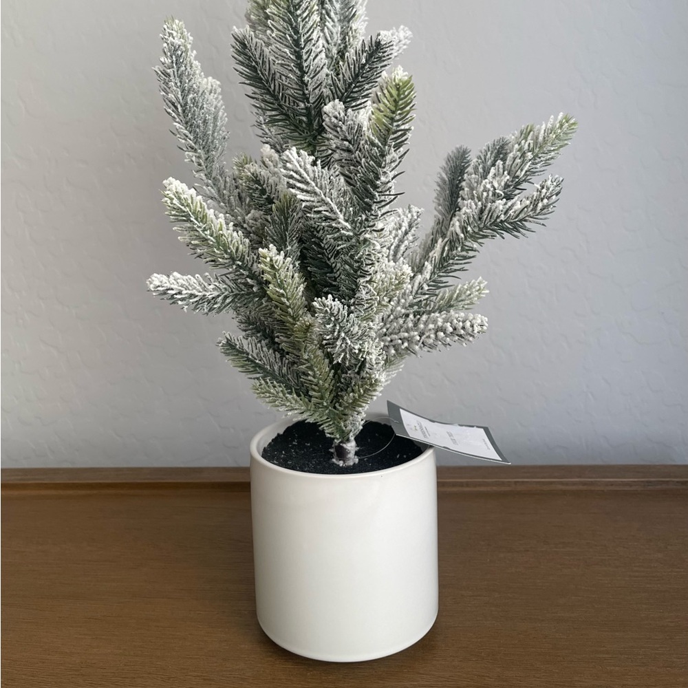 Threshold 22" Artificial Potted Mini Christmas Tree White Snowy - Picture 2 of 8
